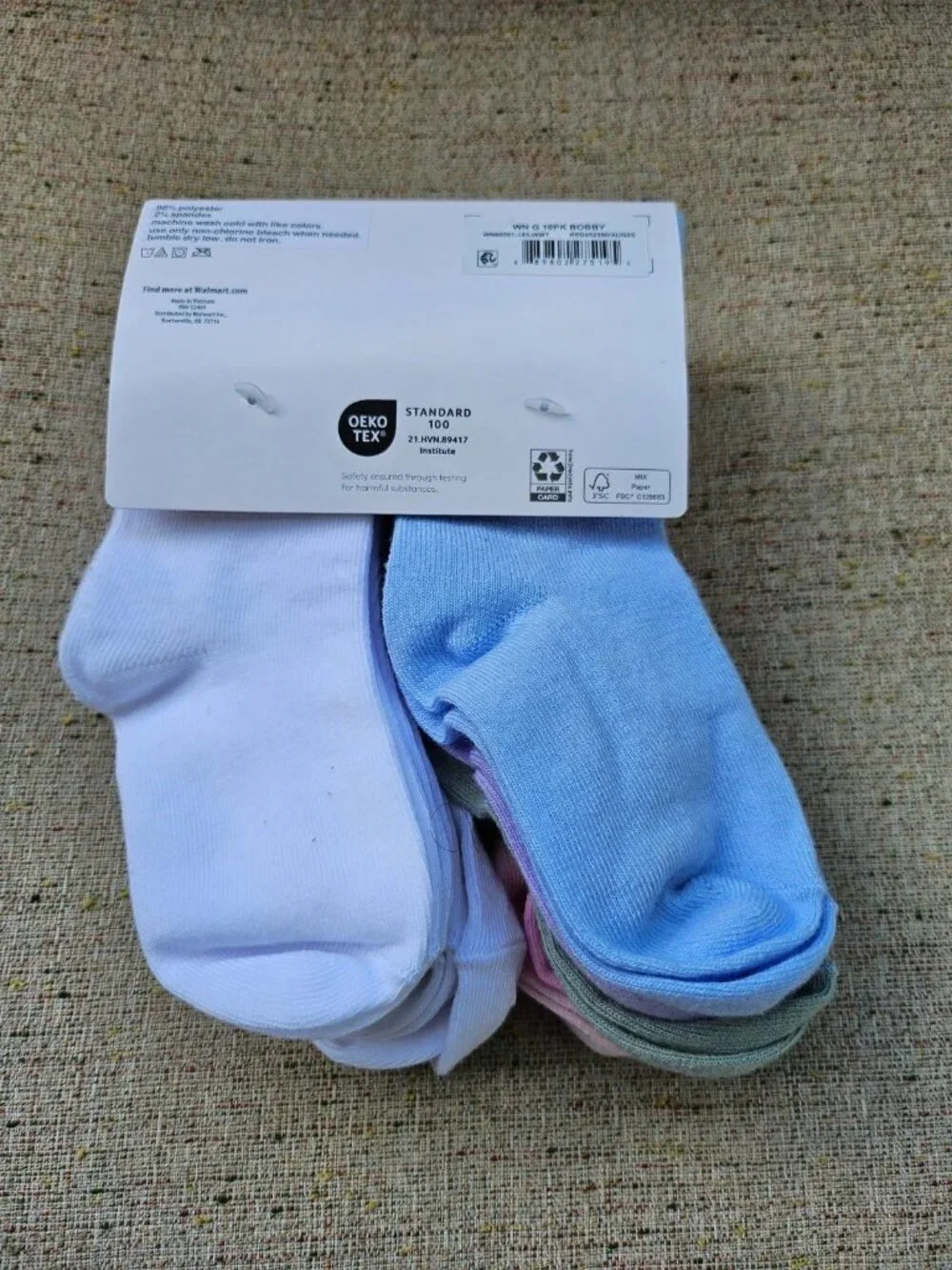 Wonder Nation Kids Socks Turn Cuff Ribbed Multi Color Size 18-36M set of 10 NWT